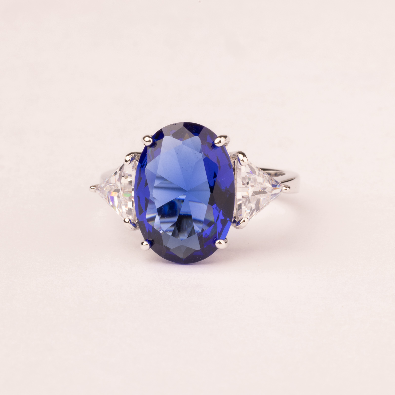 Anello zircone ovale colorato mm: 14X10 - immagine 4