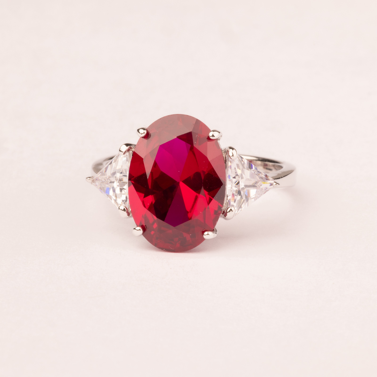 Anello zircone ovale colorato mm: 14X10