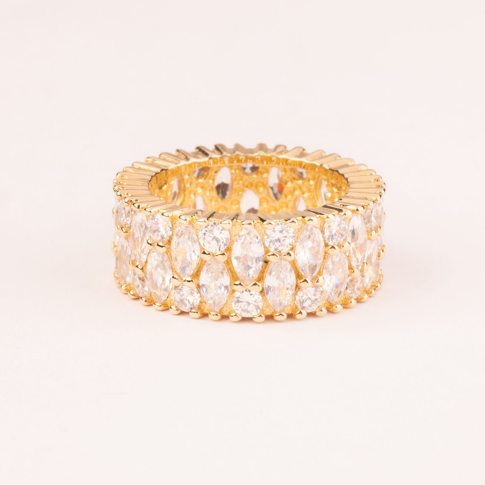 Anello fascia con zirconi taglio marquise e tondi - immagine 3