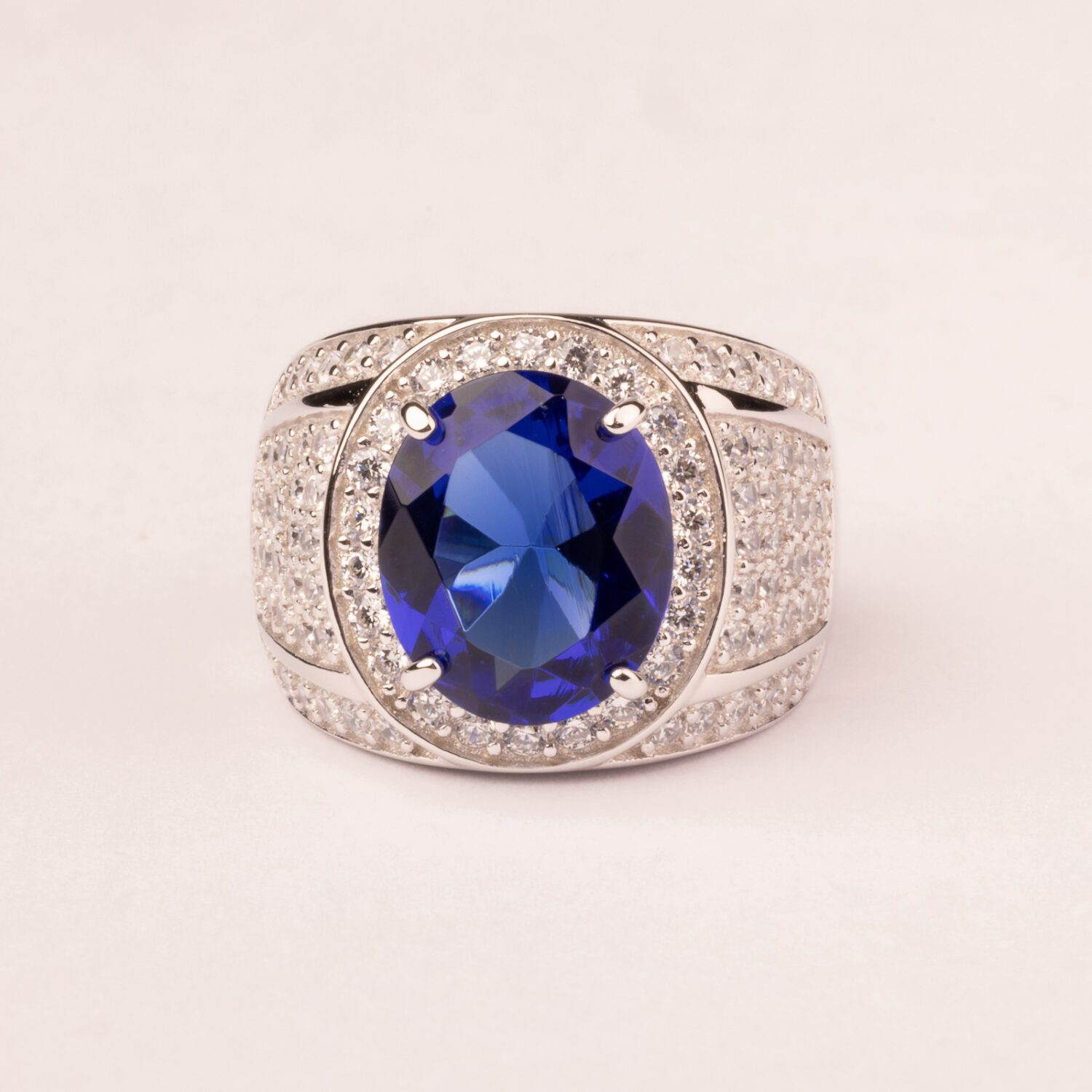 Anello fascia alta zircone ovale centrale colorato