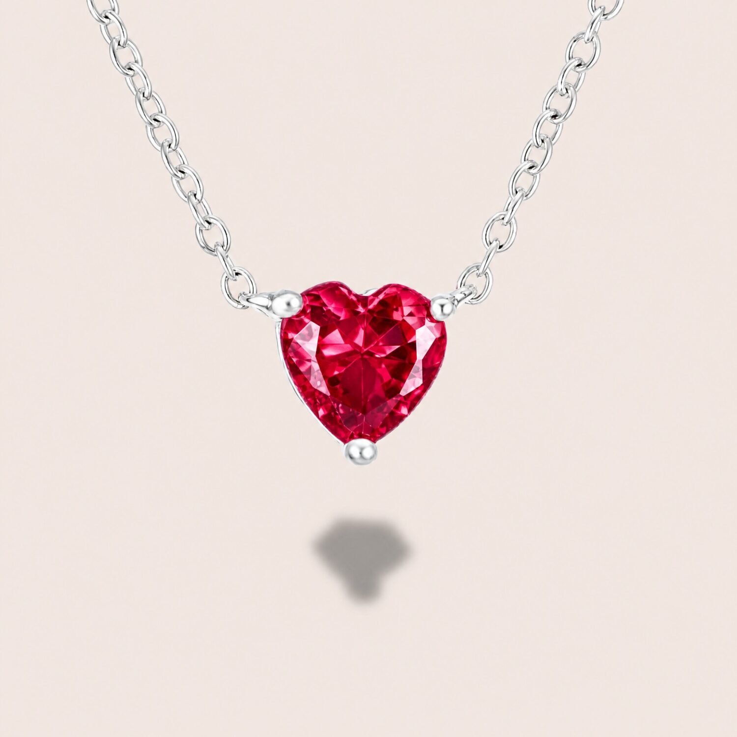 Ciondolo cuore 6 mm. rosso rubino