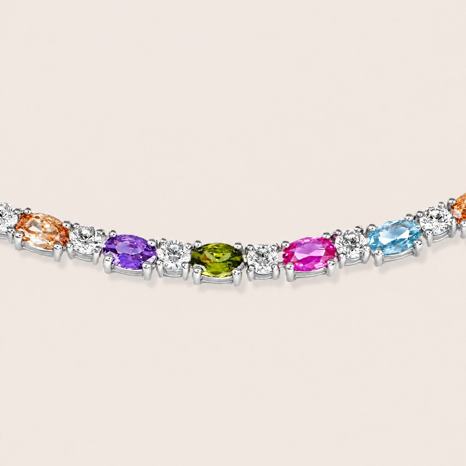 Collana Tennis Zirconi taglio ovale sfaccettati colore