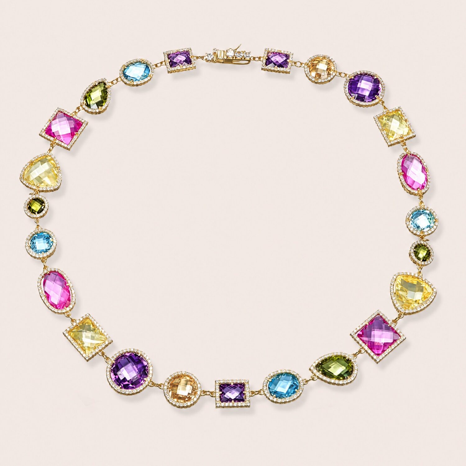 Collana girocollo multicolor con profilo zirconi