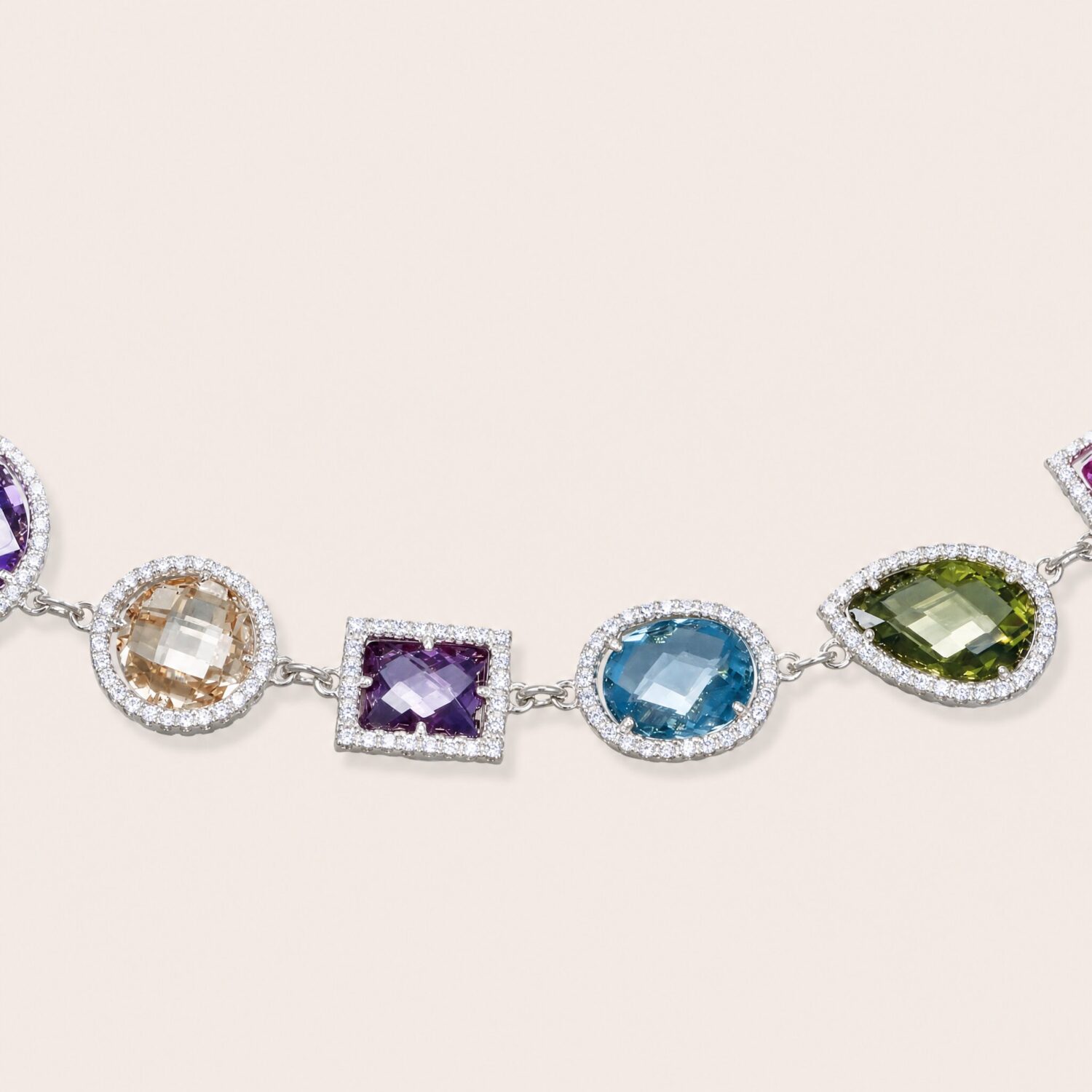 Collana girocollo multicolor con profilo zirconi