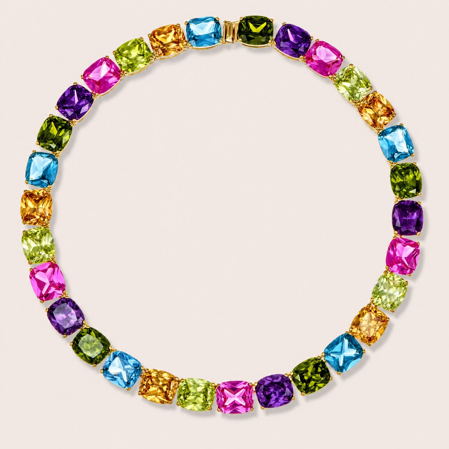 Collana gioiello pietre taglio smeraldo multicolor