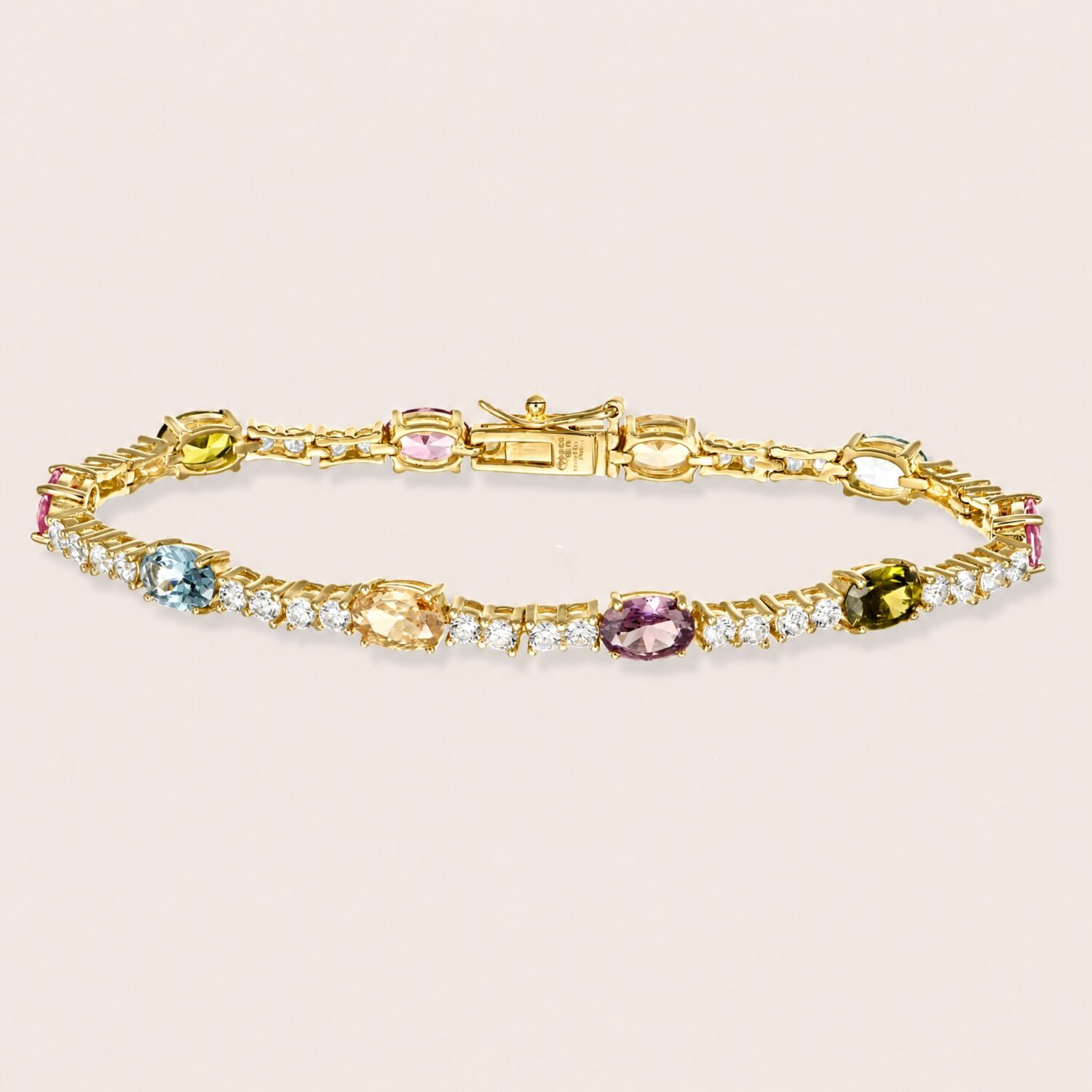 Bracciale tennis con ovalini multicolore