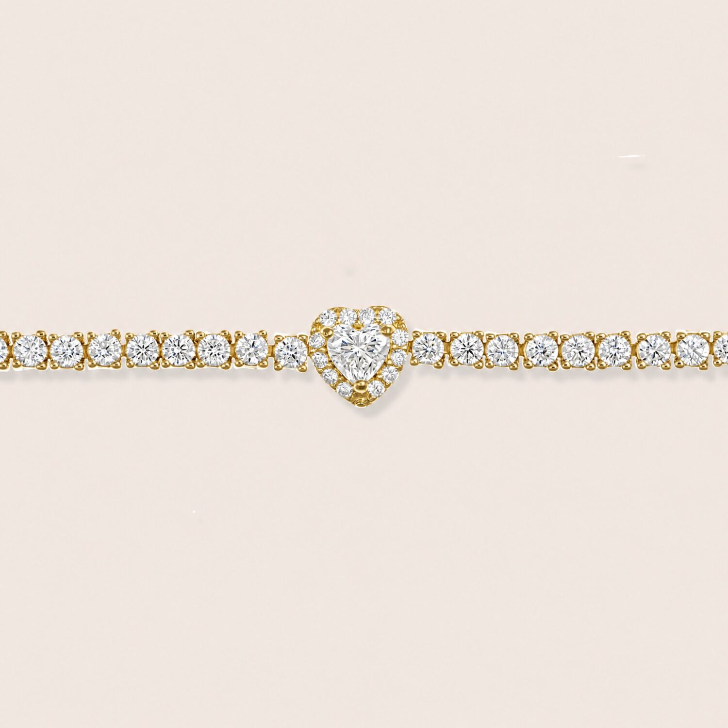 Bracciale tennis cuoricino centrale total white