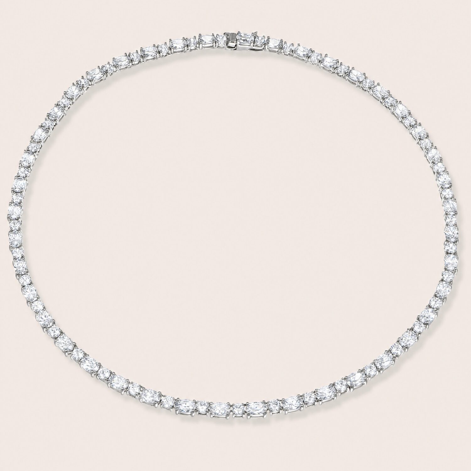 Collana tennis zirconi taglio ovale total white