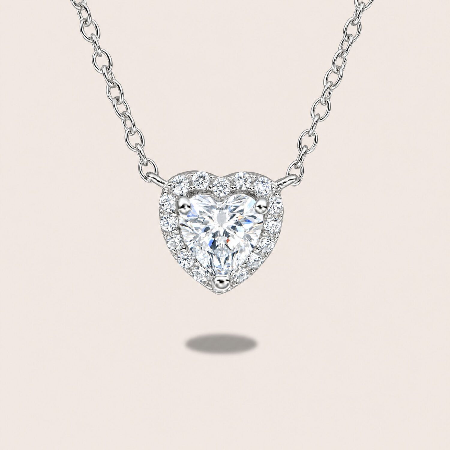 Ciondolo micro cuore bianco con pave'
