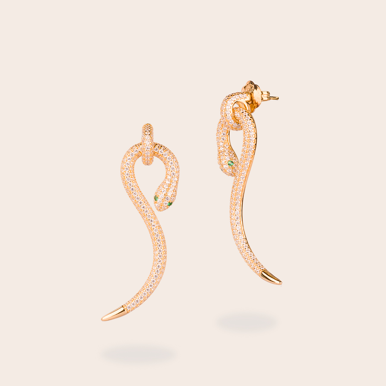 Orecchino pendente serpe pave'