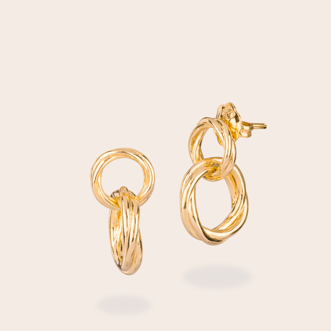 Orecchino doppio tondo liscio