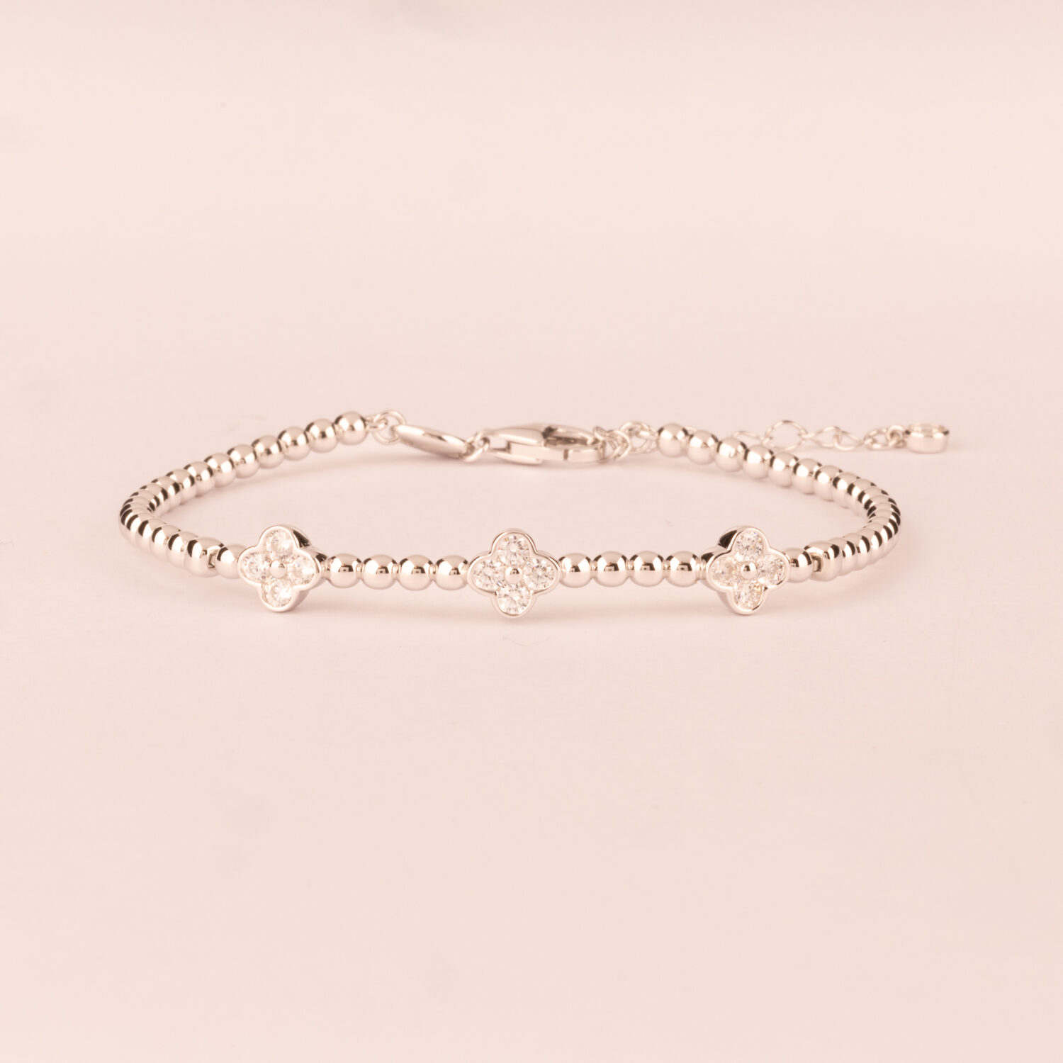 Bracciale bangle 3 fiori zirconi