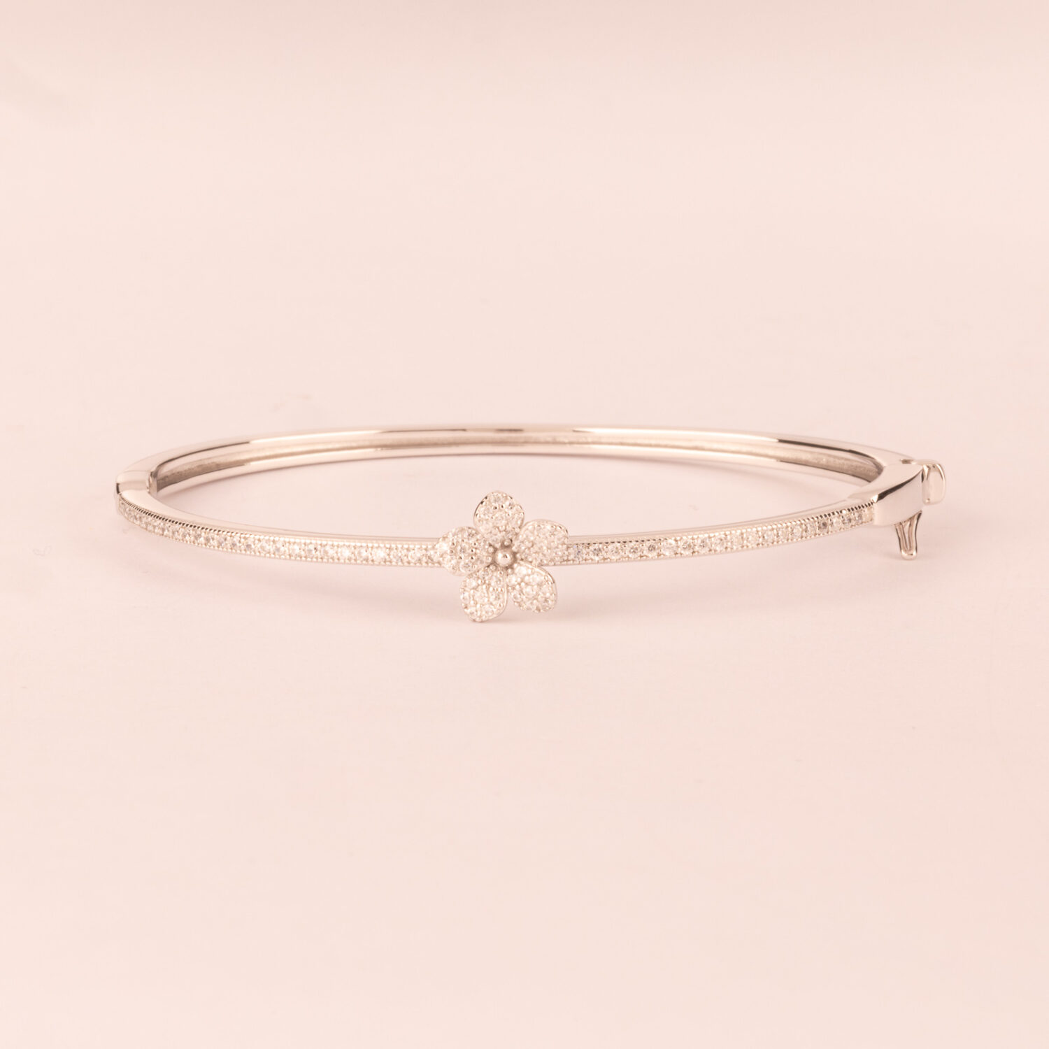 Bracciale bangle fiore pave'