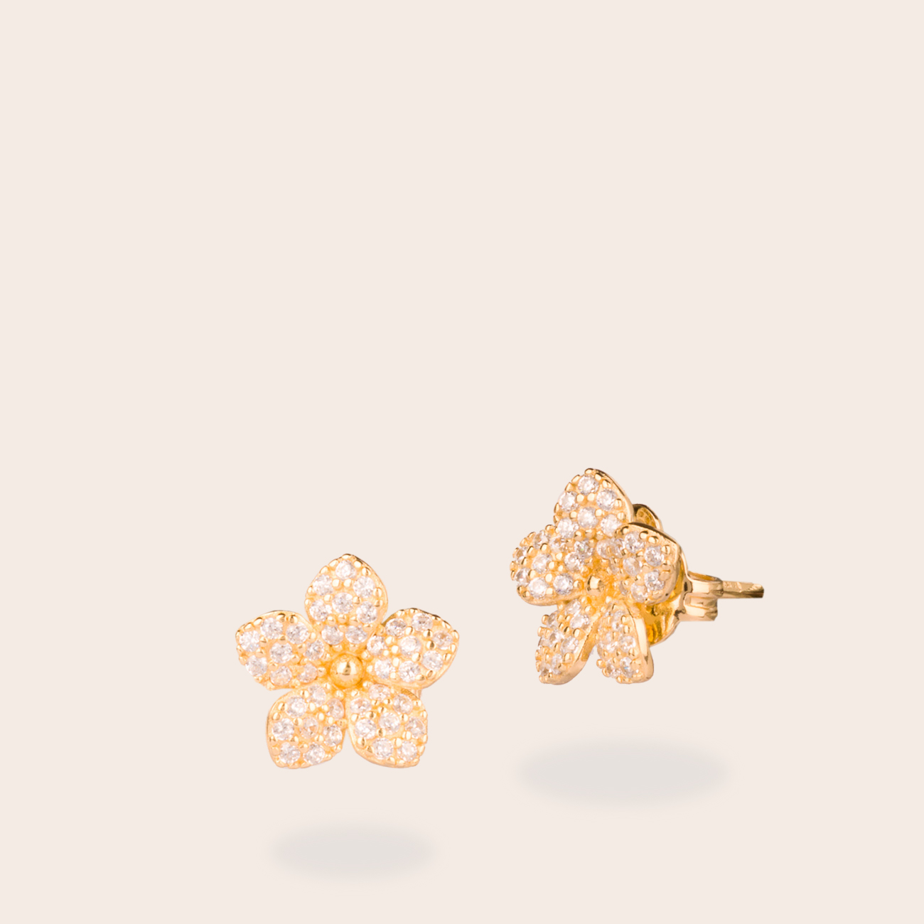 Orecchino fiore mini pave' bianco