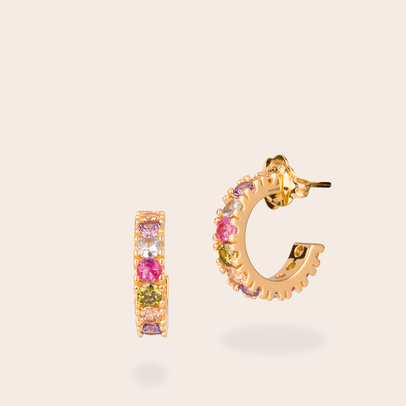 Orecchino mini cerchio pave' multicolor