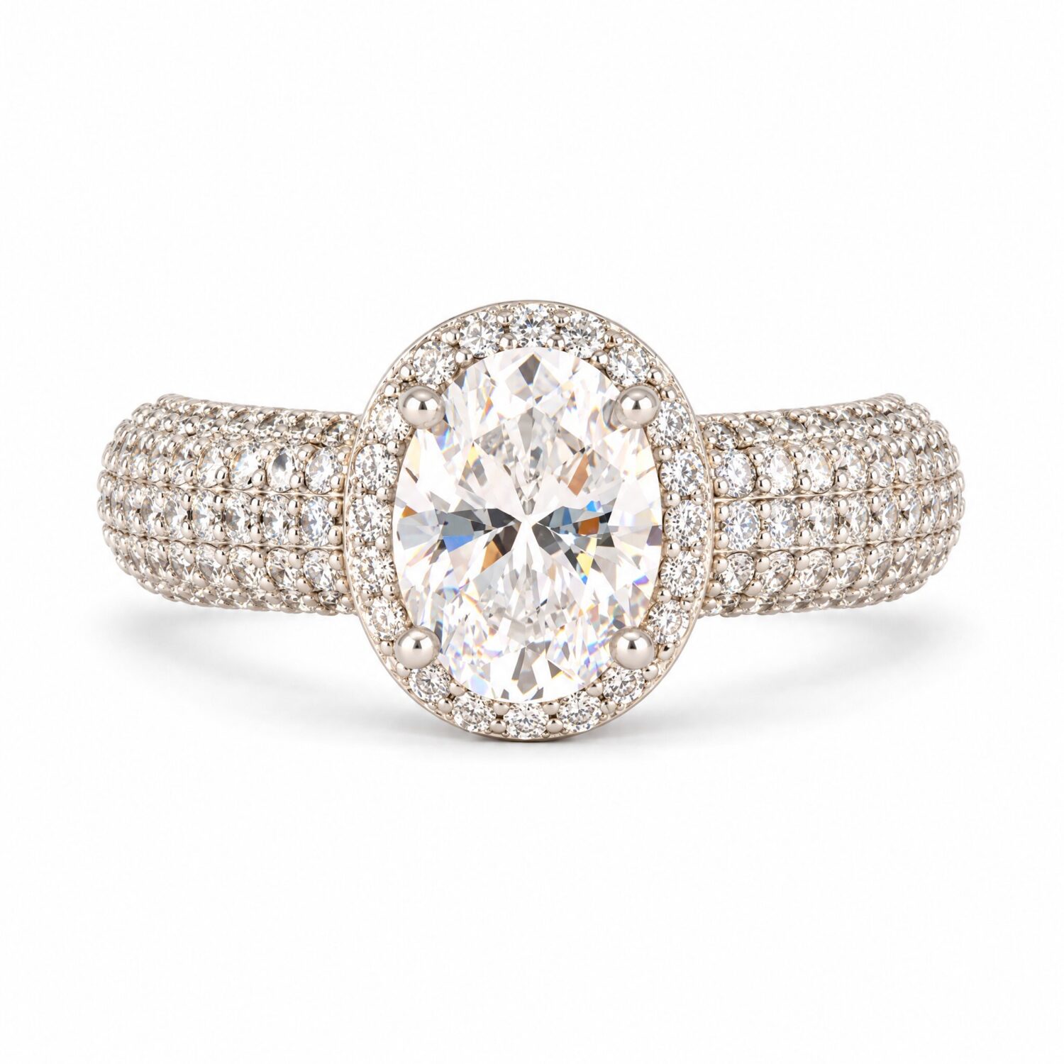 Anello pave' con pietra ovale