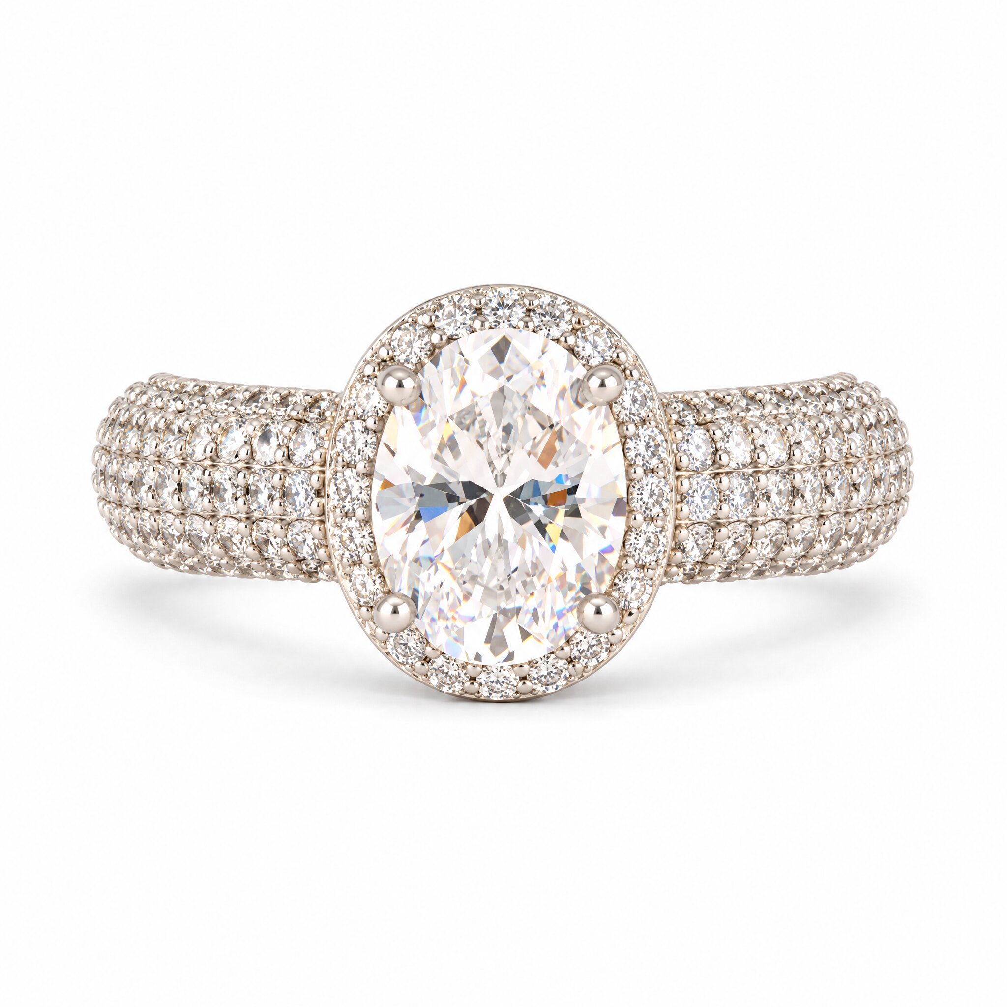 Anello pave' con pietra ovale