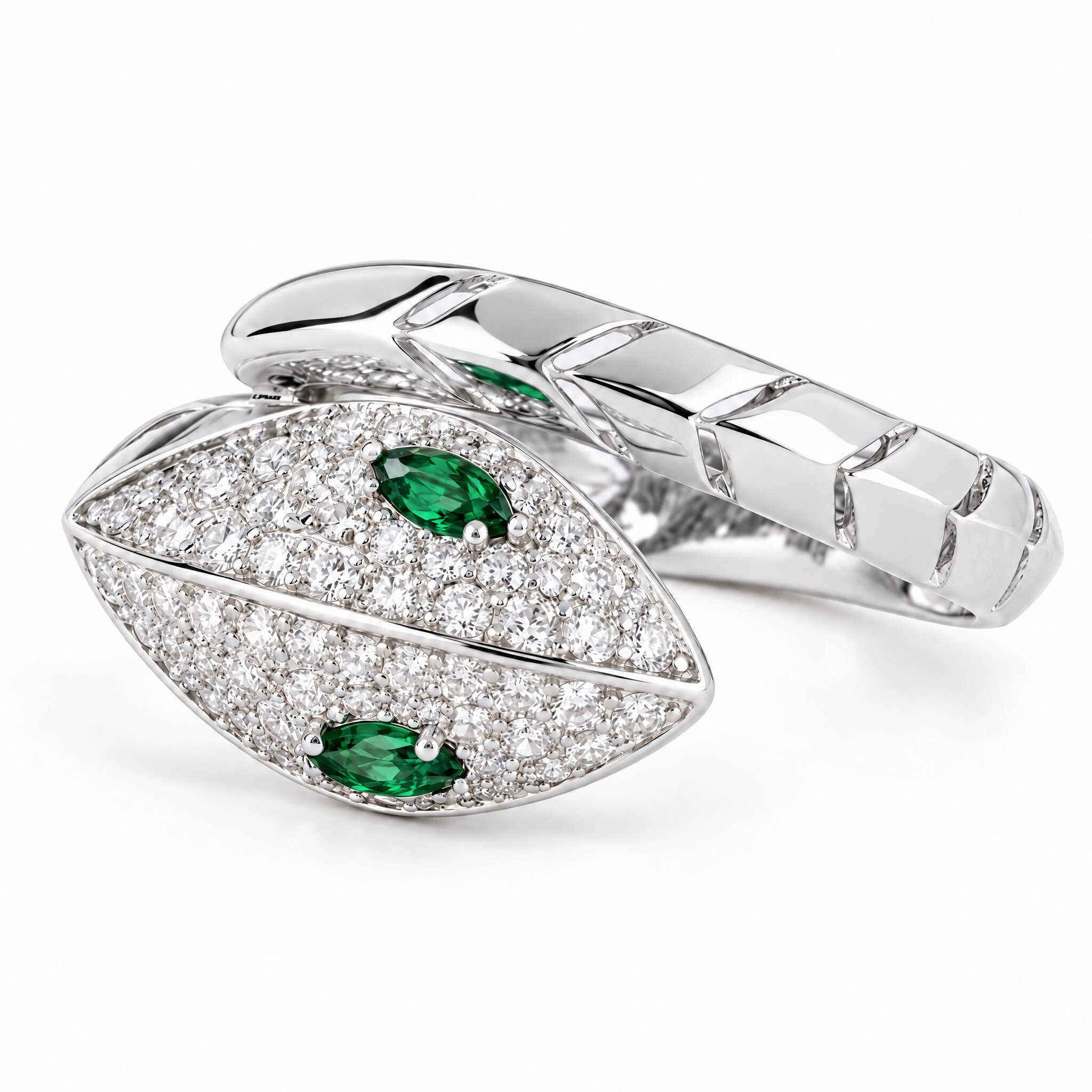 Anello serpente zirconi bianchi - immagine 3