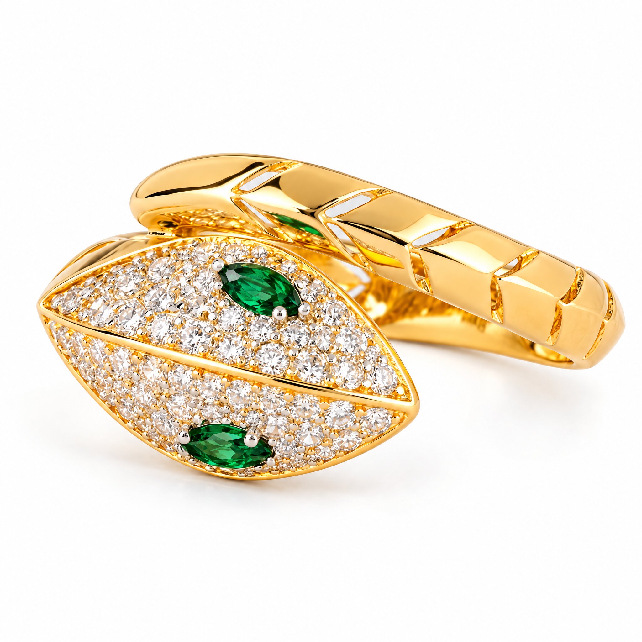 Anello serpente zirconi bianchi